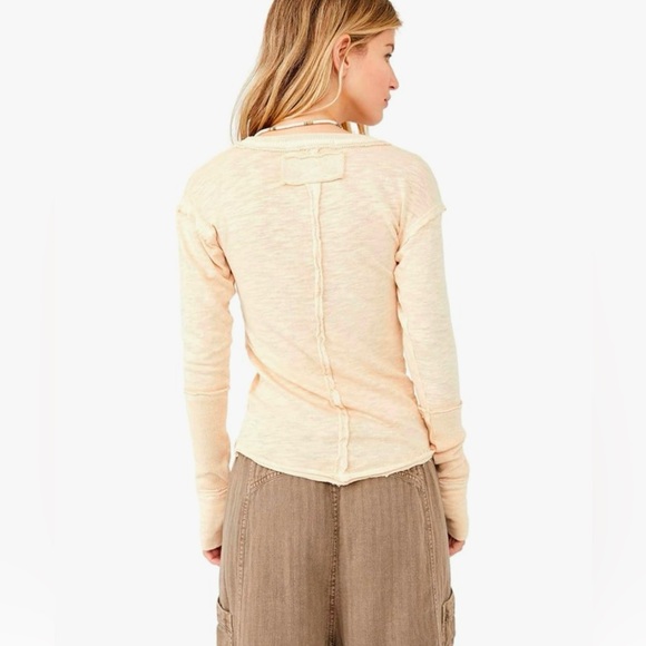 5 for $25❗️Free People Phoebe jersey henley top in ivory - Picture 2 of 13